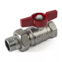 Кран шаровой, Giacomini, R259D, стандартный проход, 1/2, 1/2, ВН, ручка-бабочка красная, латунь, хромированный, с разъемным соединением Кран шаровой, Giacomini, R259D, стандартный проход, 1/2, 1/2, ВН, ручка-бабочка красная, латунь, хромированный, с разъемным соединением
